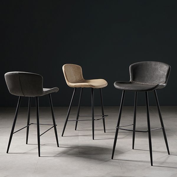 Contemporary Bar-stool PU Leather Counter Bar Stool for Kitchen Bar with Metal Legs