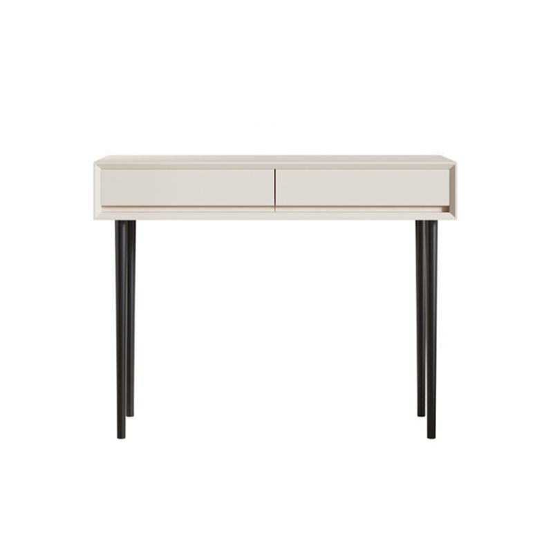 Contemporary 2-Drawer Wood Vanity Makeup Dressing Table in White with Stool