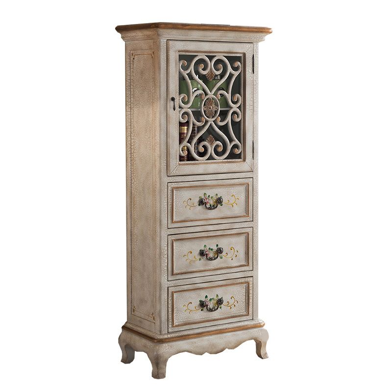 Industrial Rectangle Accent Cabinet with 3 Drawers Distressed Finish Cabinet