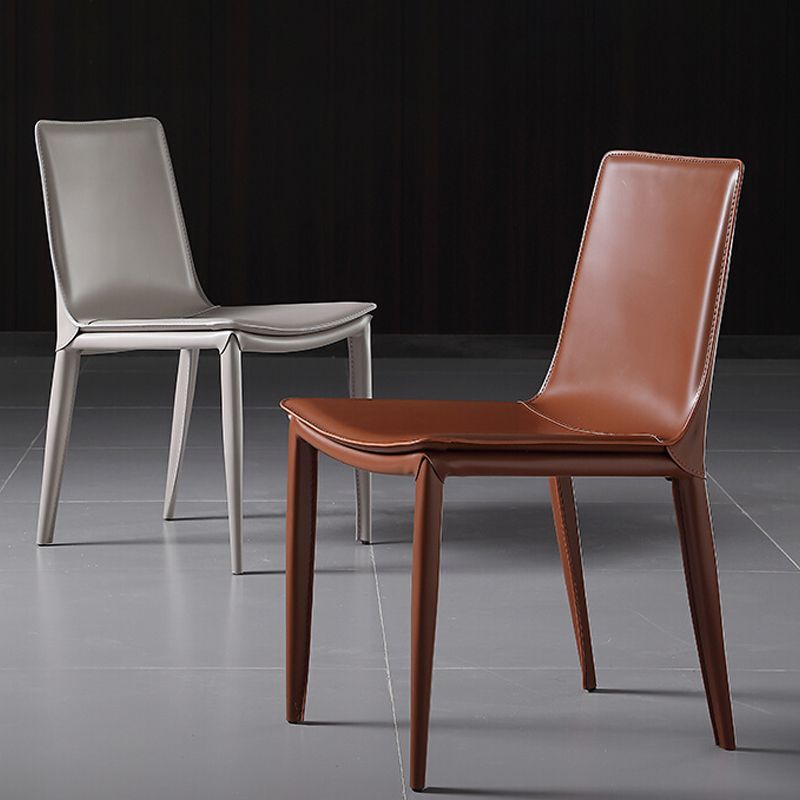 Designer Style Leather Restaurant zijstoel Solid Back Dining Chair (set van 2)