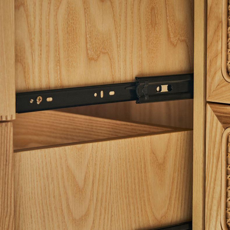 Modern Natural Accent Chest with Drawers and Solid Wood Straight Legs