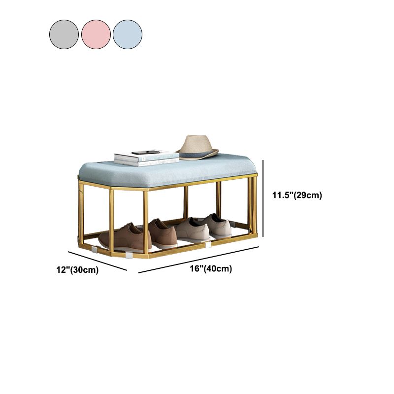 Glam Plain Storage Ottoman Velvet Rectangle Shelved Ottoman Pouf