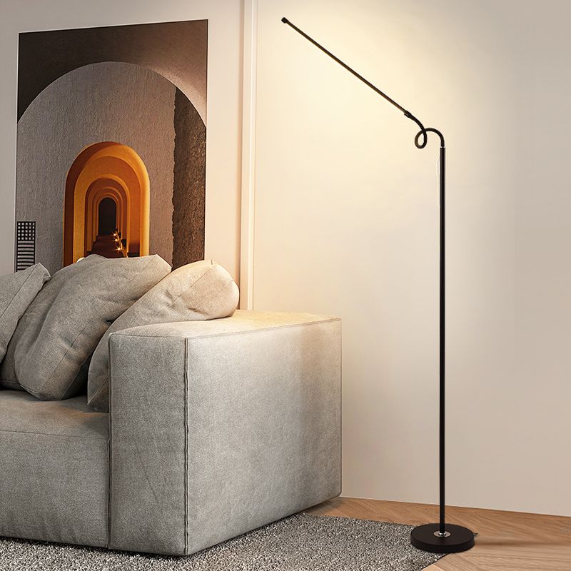 Modern Linear Shape Floor Lamp Metal 1-Light Floor Lamp in Black