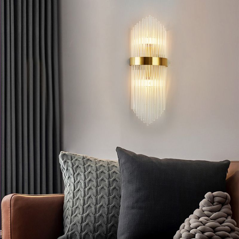 Crystal Geometry Shape Wall Lights Modern Style 2 Light Wall Sconce for Bedroom