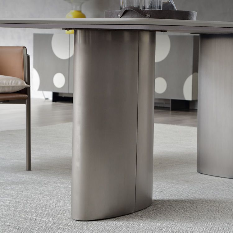 Metaal traditionele luxe rechthoek binnen tafel gesinterde stenen tafel voor eetkamer en keuken