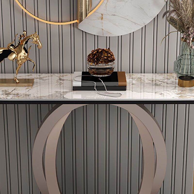Stone Half Moon Console Table 1-shelf 33.46" Tall Accent Table for Hall