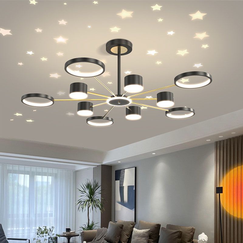 Luce il lampadario in metallo a LED Funzione a sospensione moderna lampadario per salotto