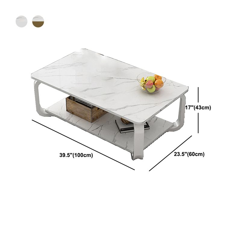 Glam Coffee Table with Cross Legs and Storage Shelf Cocktail Table