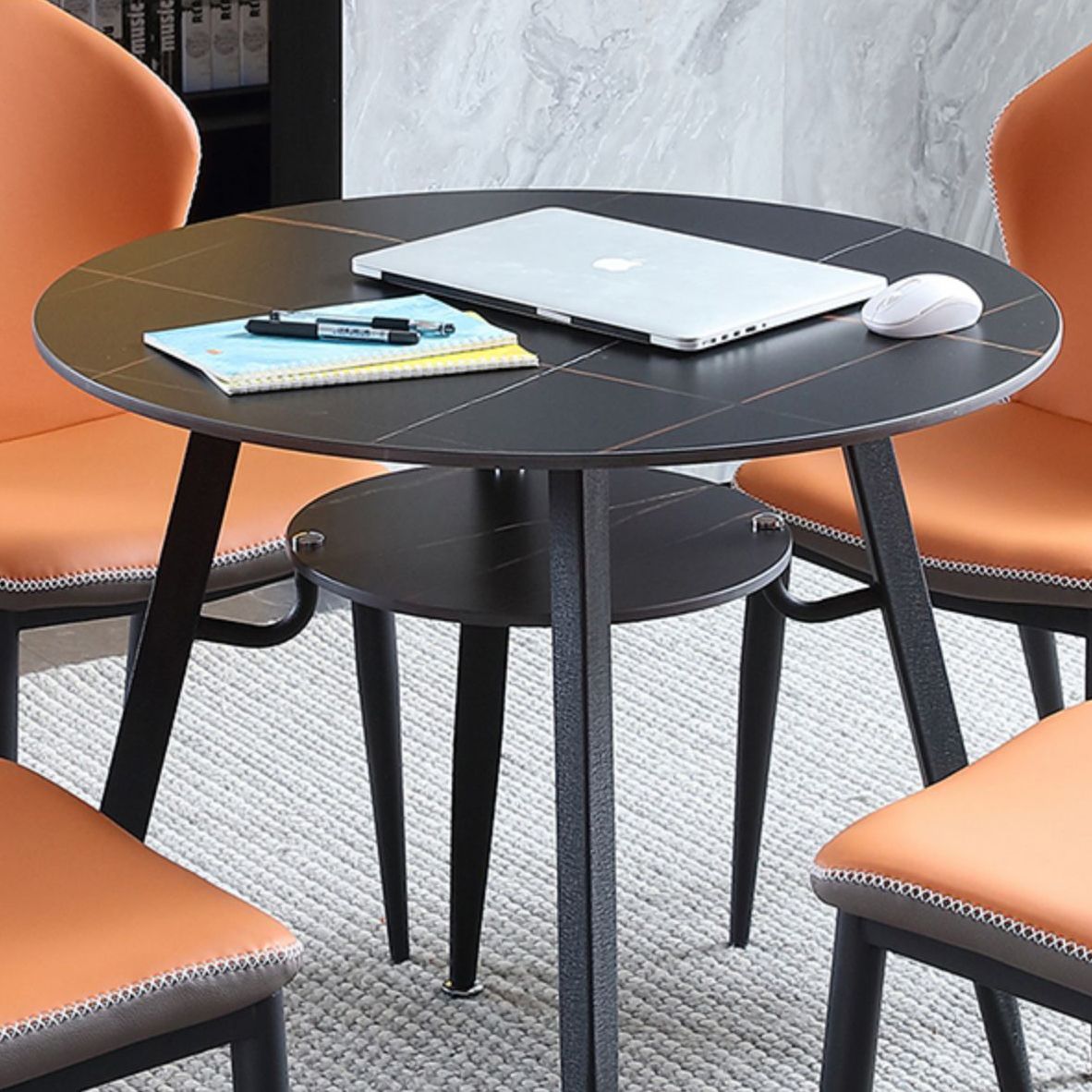 Moderner Stil runder Esszimmer Tisch gesinterte Steintisch mit Metallbasis
