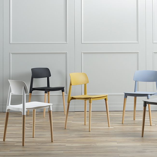 Contemporary Style Dining Chair Armless Dining Chairs with Wooden Legs for Kitchen