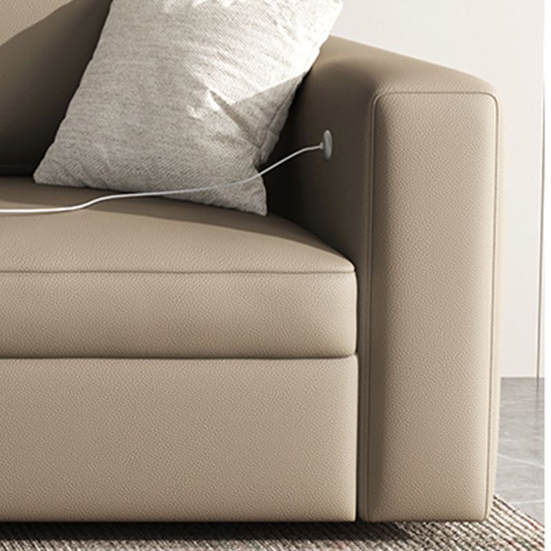 Leather Sleeper Sofa Gray Pillow Back Futon Sleeper Sofa with Storage