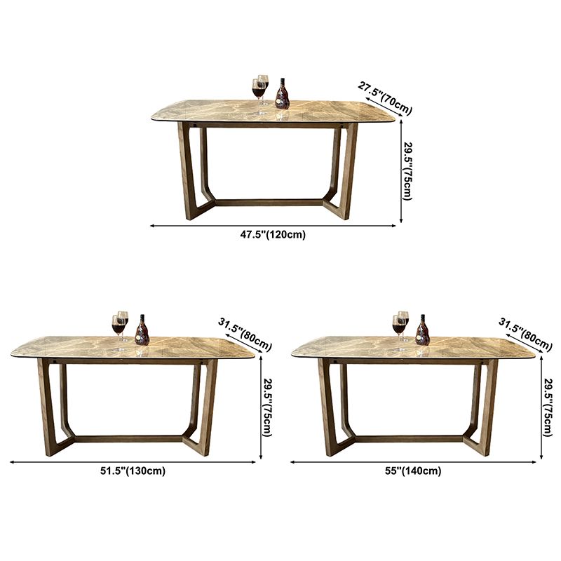 Mesa de comedor rectangular contemporánea de madera maciza mesa de piedra sinterizada para comedor para comedor