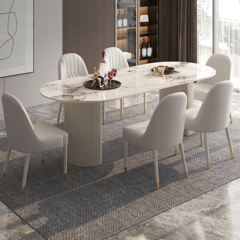 Glam Style Sintered Stone Dining Set Oval 1/3/4/5/7 Pieces Dining Set