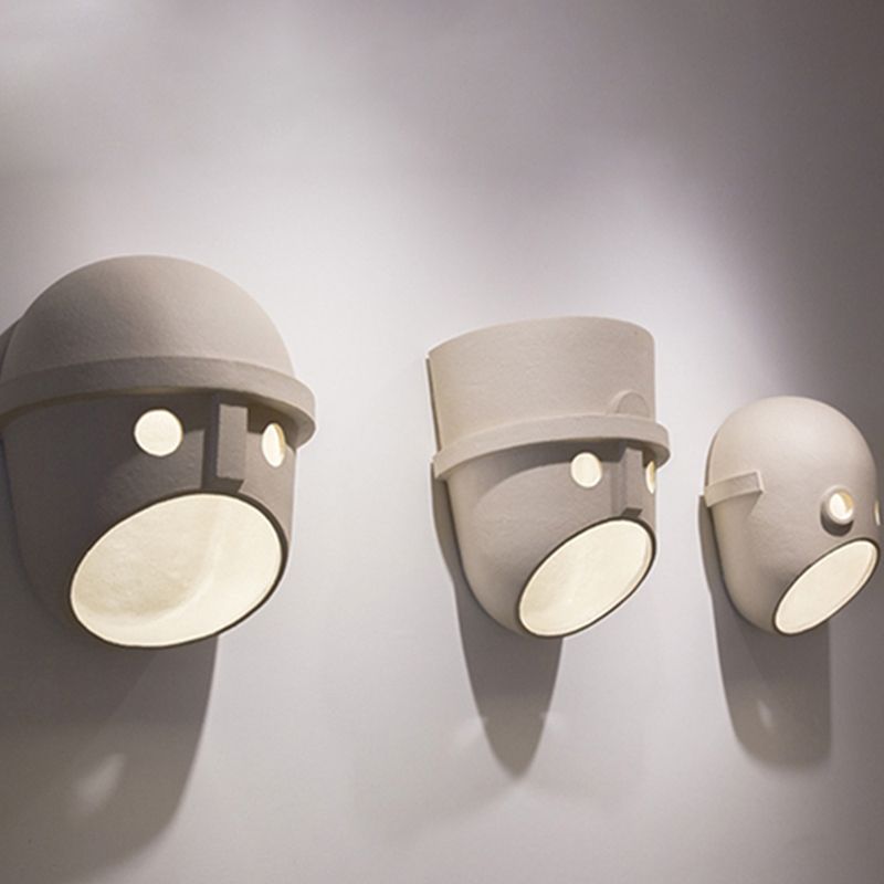 Modern Metal Wall Sconce Mask Shape Wall Light with Resin Shade for Living Room