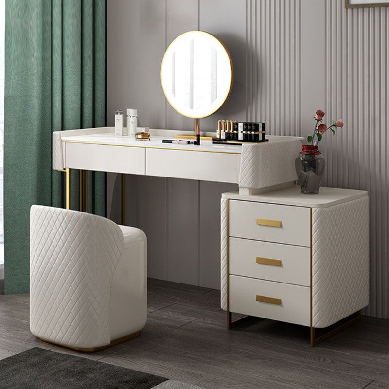 Glam Wooden Vanity Makeup Table Set 5-Drawers Dressing Table