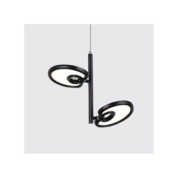 2/4/6 cabezas de hoja de colgante colgante de metal moderno de metal negro/blanco Luz colgante para comedor con luz cálida/blanca/neutra