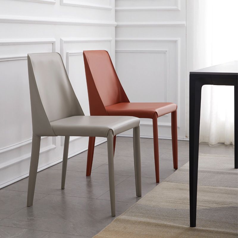 Contemporary Style Dining Chairs Armless Side Chair with Metal Legs