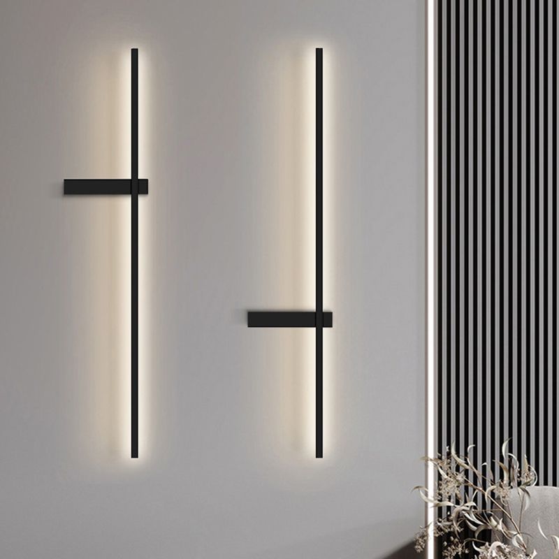 1 Light Linear Wall Mounted Lamps Modern Style Metal Wall Sconces