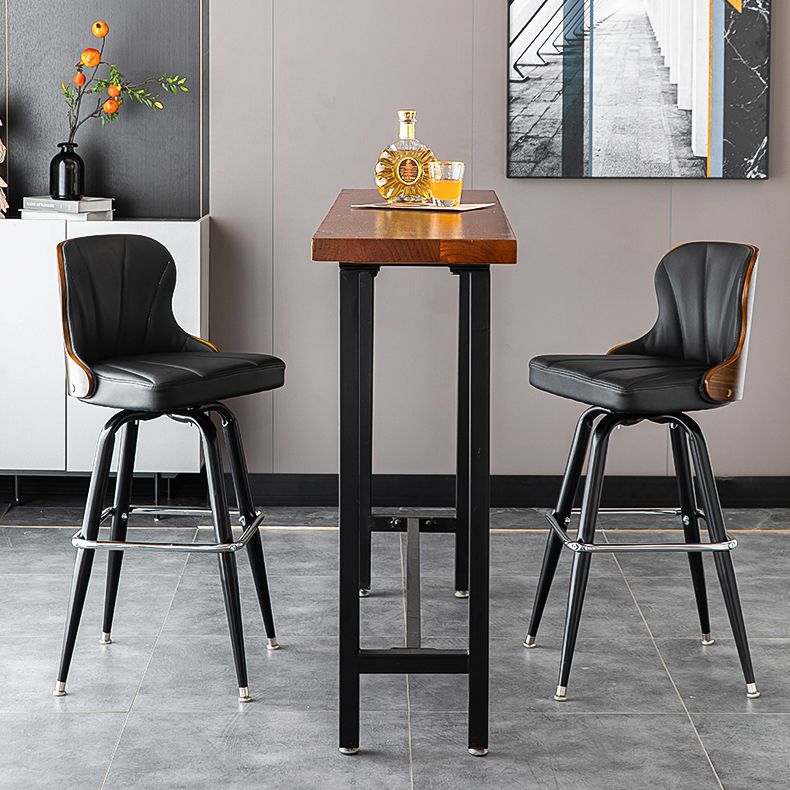 Arm Less Modern Bar Stool Footrest Leather Coffee Shop Bucket Counter Stool