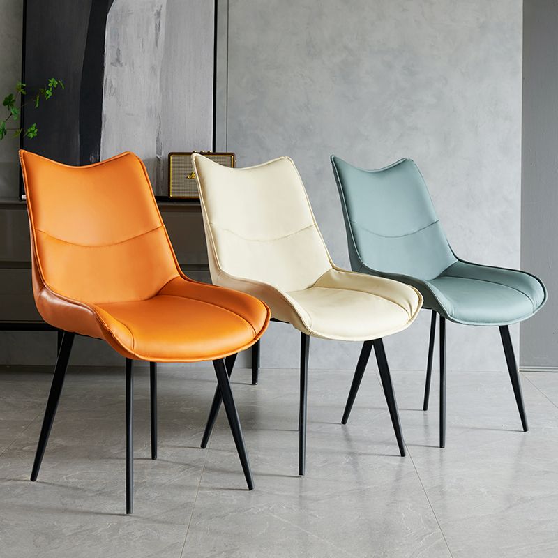 Silla de comedor estilo moderno Sillas laterales sin brazos de cocina con patas de metal