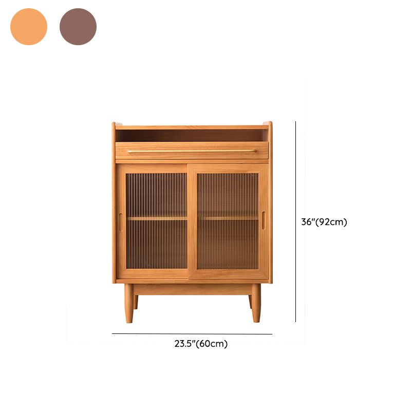 Modern Display Stand Pine Display Cabinet with Doors for Dining Room
