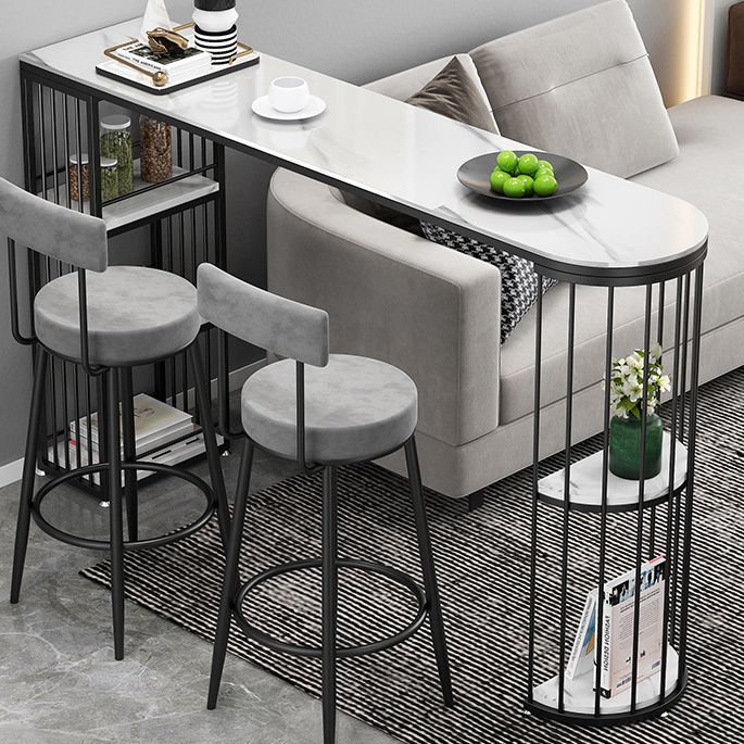 White and Black Glam StyleTable in Faux Marble and Iron Milk Tea Shop Bar Table