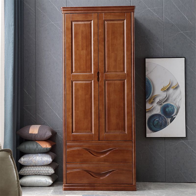 Traditional Wardrobe Armoire Solid Wood Wardrobe Closet with Shelves