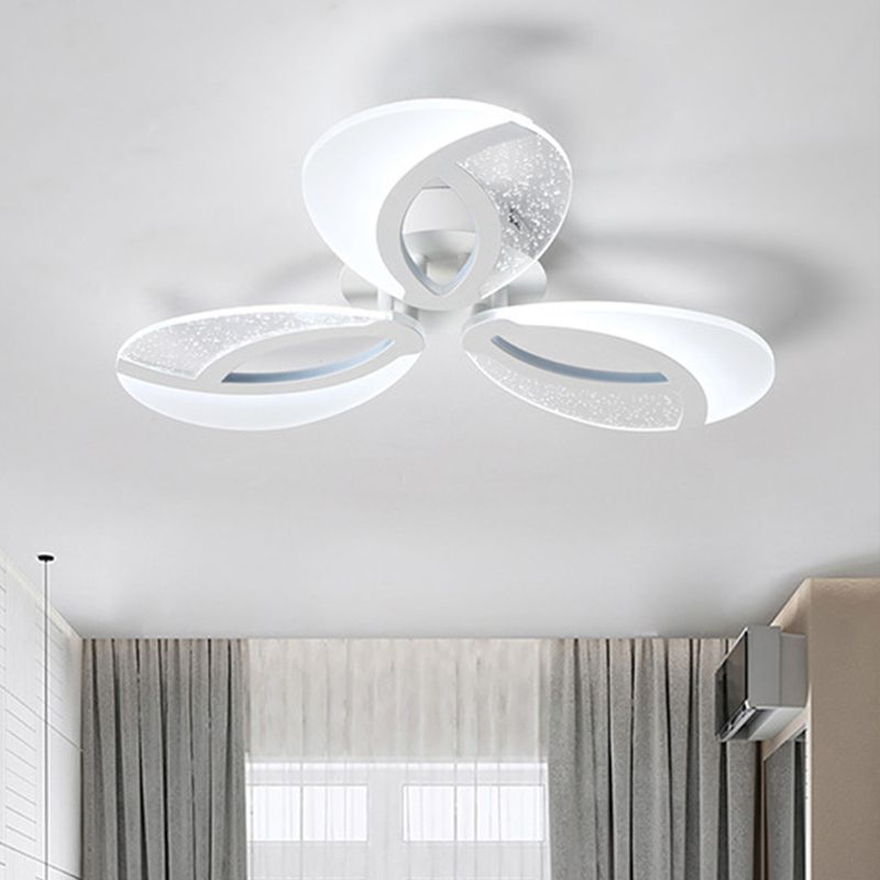 Lámpara de montaje de LED de montaje de LED de la sala de estar moderna Luz de techo ultrafino de color blanco con sombra de acrílico floral, luz cálida/blanca