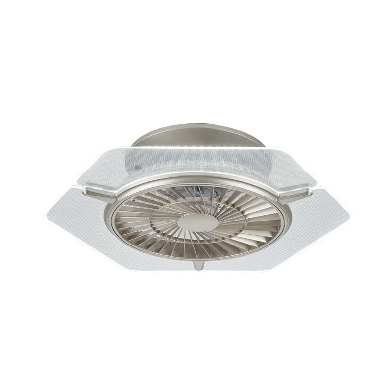Gold/Silber -LED -Deckenlüfter Beleuchtung Modernismus Metall Rund/Sechseck Semi Flushmount für Wohnzimmer, 23,5 "breit
