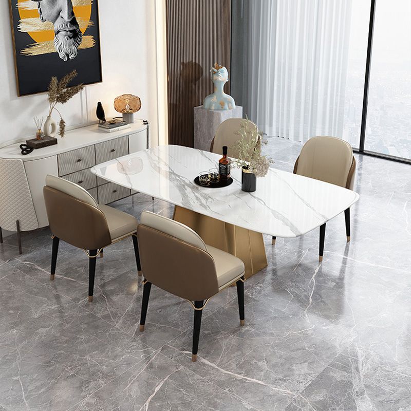 Glam Style Rectangle Table Set 1/4/5/7 Pieces Dining Set for Home Use