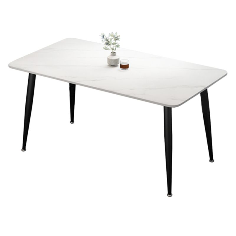 Rectangle Sintered Stone Two-Color Dining Table Simplicity 4 Legs Table for Dining Room