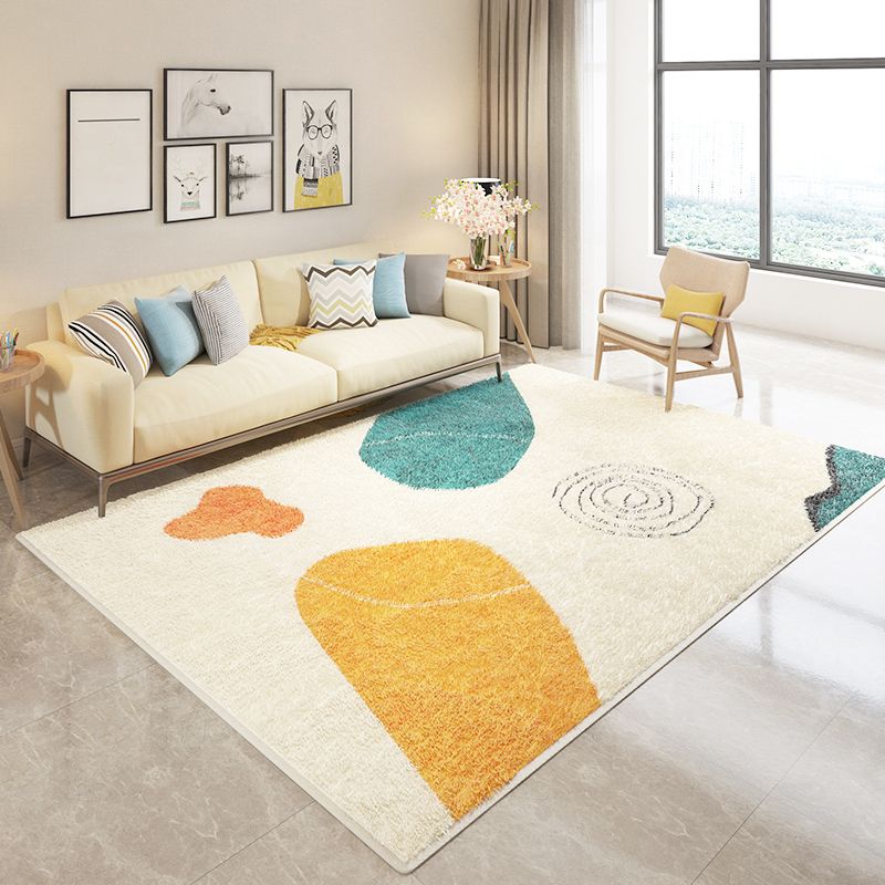 Apricot Tone Trendy Area Rug Polyester Abstract Print Rug Stain Resistant Indoor Rug for Living Room