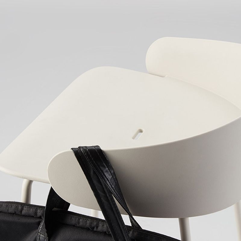 Contemporary Bucket Low Back Armless Bar Stools with White Metal Base