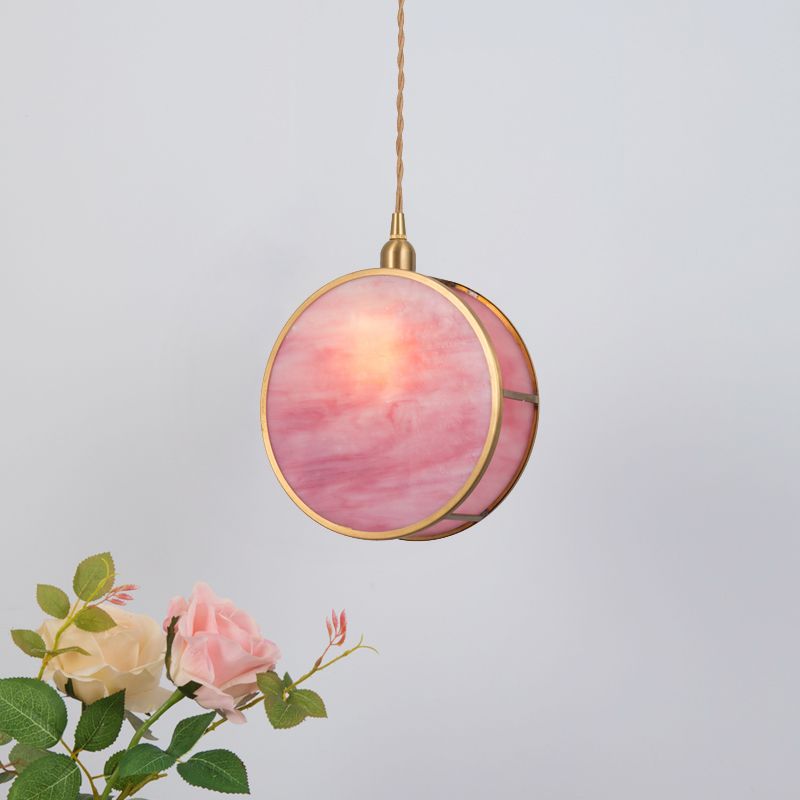 Kit de lampe suspendue nordique à 1 léger avec le luminaire pendentif arrondi en laiton rose / bleu