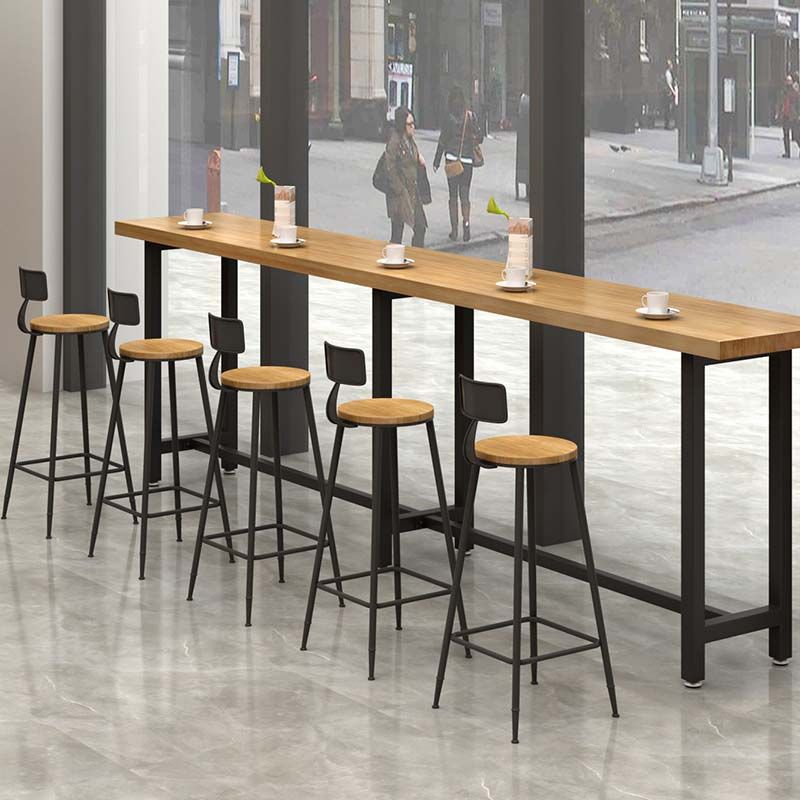 Contemporary Bar Stool Backrest Barstool with Black Metal Legs