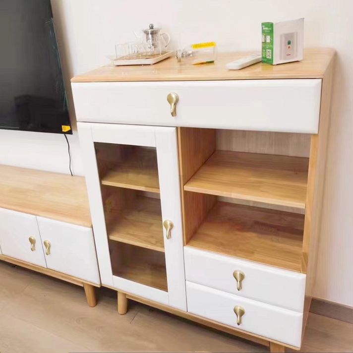 3 - Drawer Rubberwood Accent Cabinet 43.3" Tall 1 - Door Chest