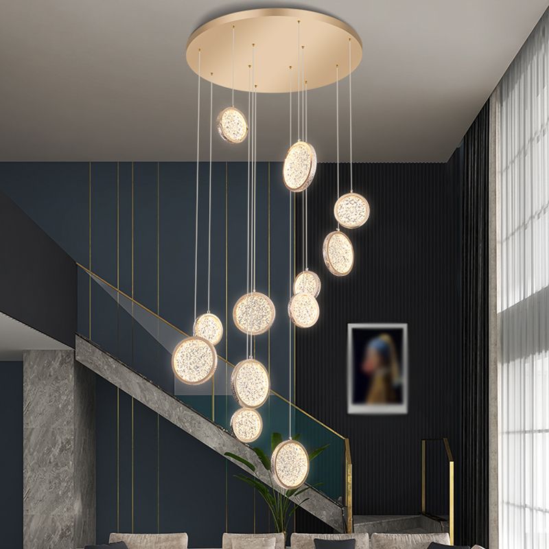 Pendentif multi-lumière rond en or