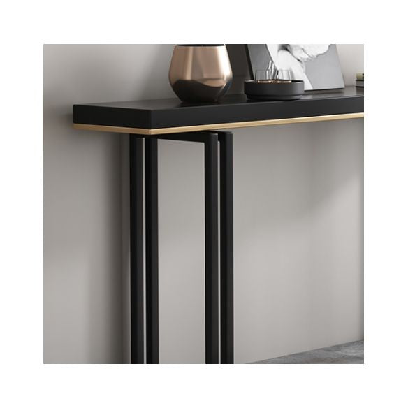 Modern Rectangular Console Table Stone Console Sofa Table in Black