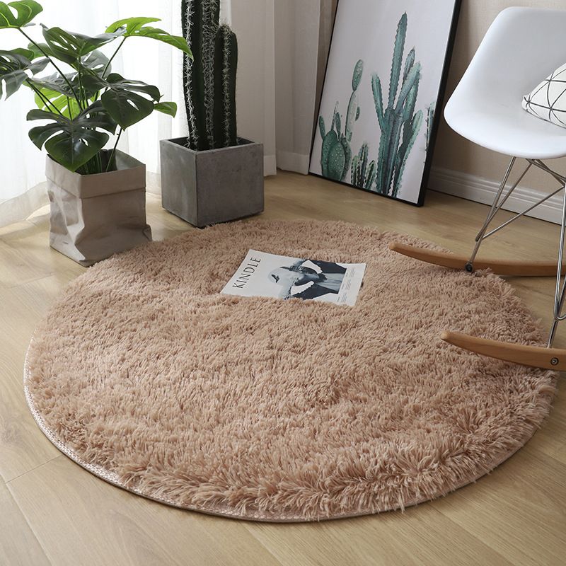 Round Plain Shag Trug Polyester Modern tapijt Non-slip achterbreien binnen tapijt voor woonkamer
