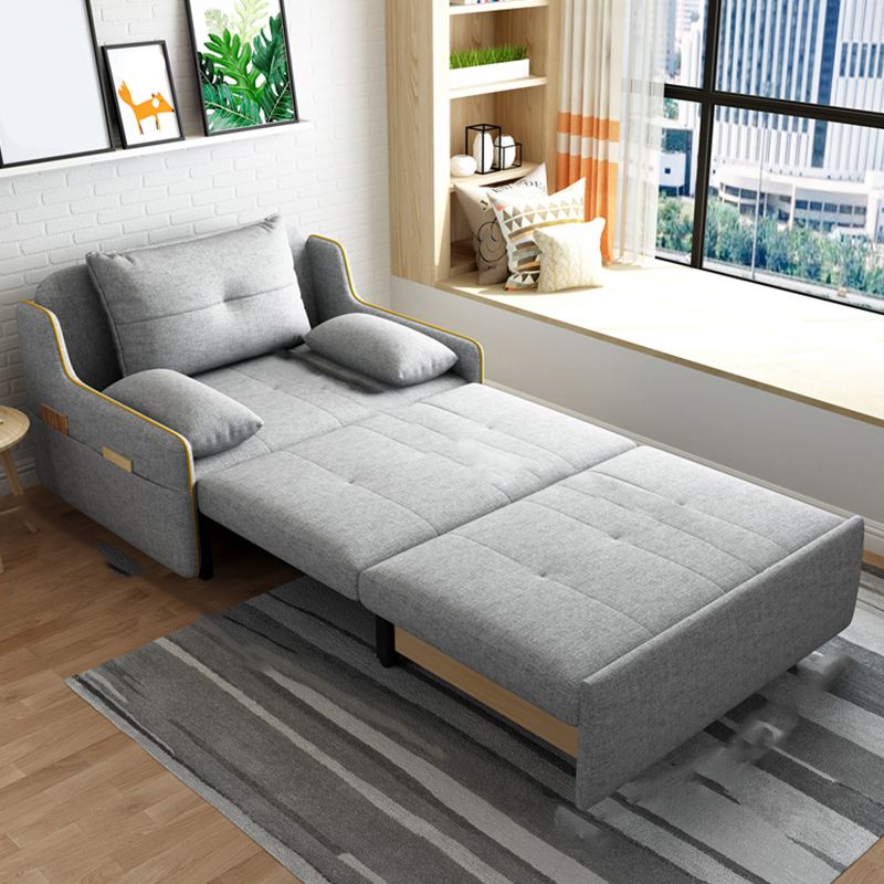 Storage Futon in Gray Modern Fabric Futon And Mattress with Pillows
