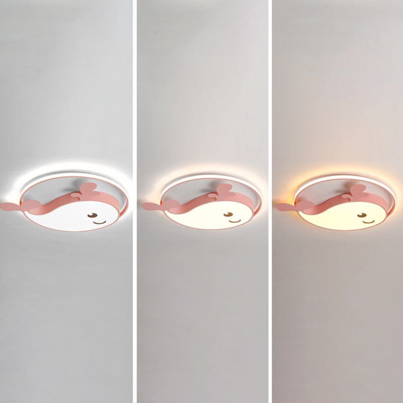 Cute Cartoon Whale Acrylic LED Ceiling Light Eye Protection Kindergarten Lighting Fixture for Girls Boys Room