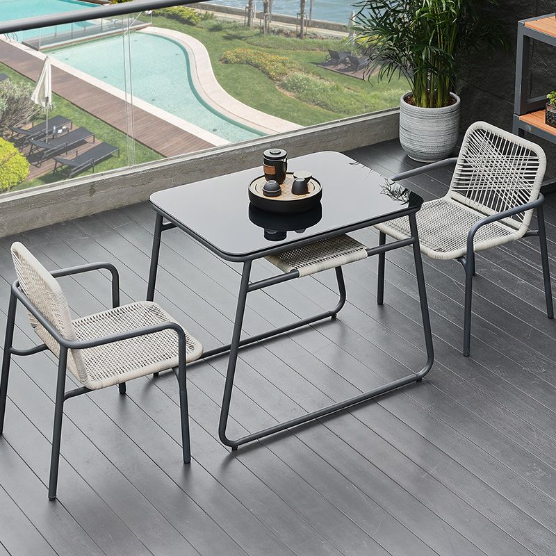 Modern 1/3 Pcs Dining Set Glass Rectangular Dining Table Set