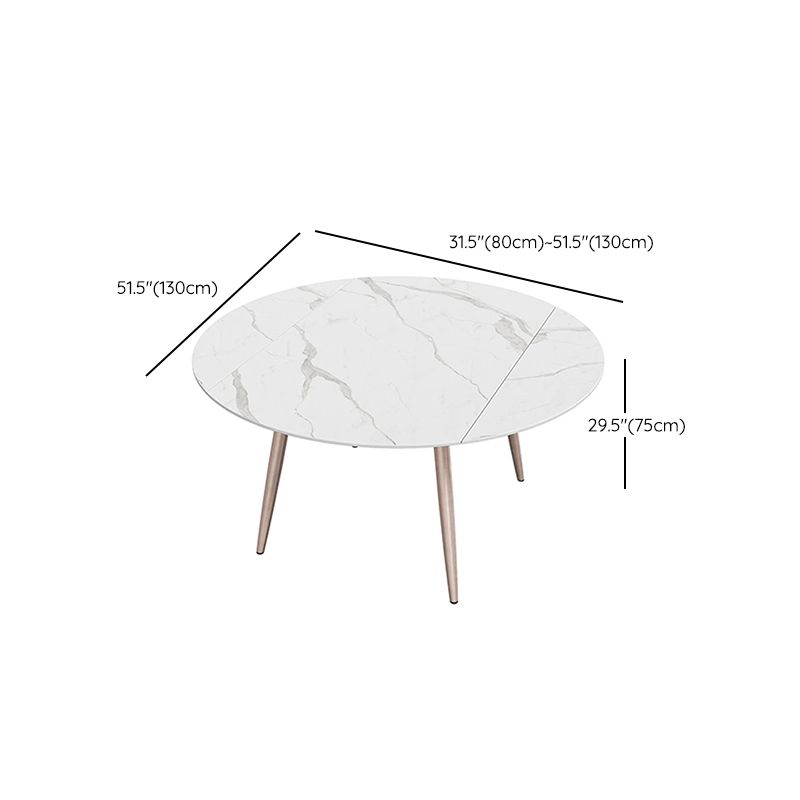 Metal and Slate Table Contemporary Style Home Retractable Round Dining Table