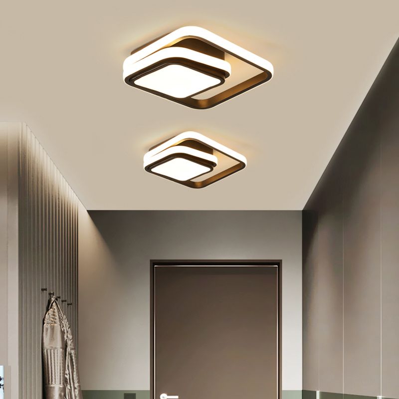 Plafonnier Led carré en aluminium, finition noire moderne, luminaire de plafond pour Foyer