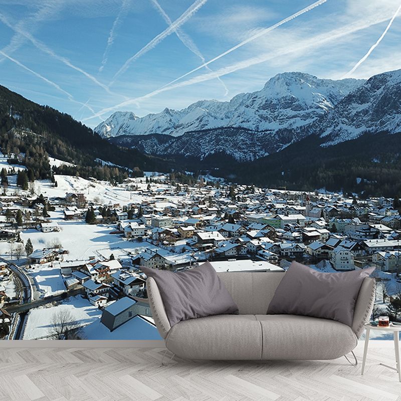 Town Scenery Photography Mildew Resistant Wallpaper Environmental Sleeping Room Wall Mural