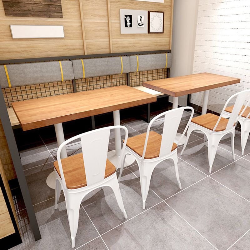 Solid Wood Industrial Style Dining Table Brown Top Table with White Frame for Dinning Room
