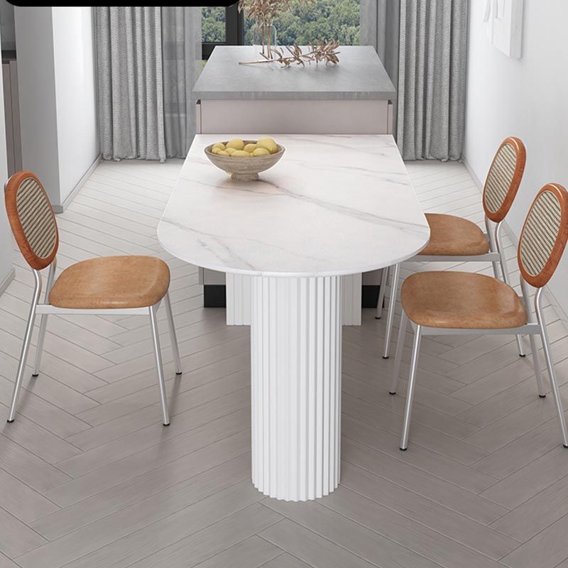 Minimalism Oval Dining Table Metal Double Pedestal Dining Table for Living Room