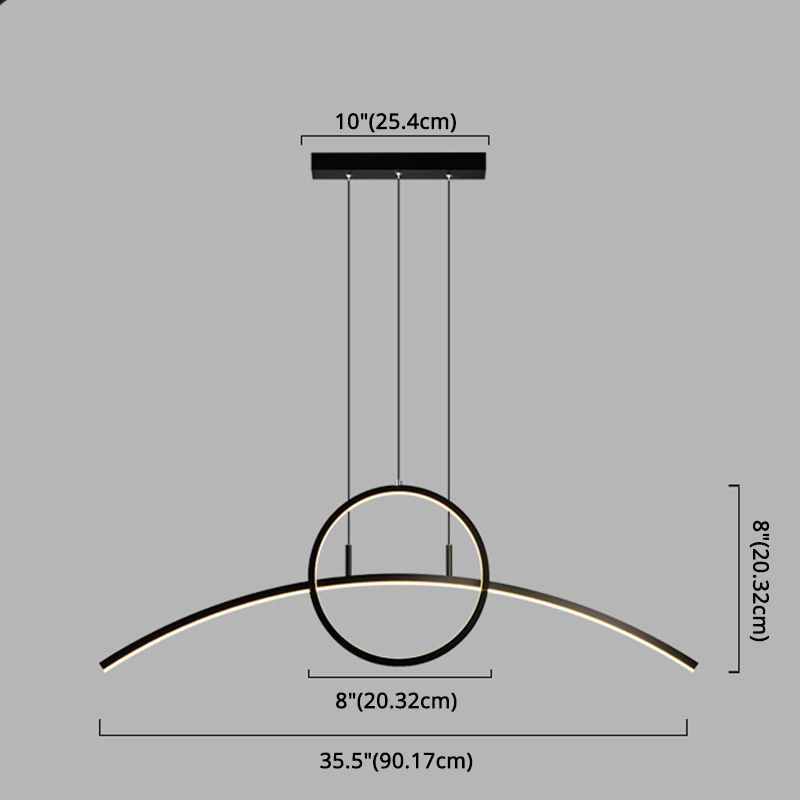 Circle and Linear Pendant Lighting Fixture Modern Style LED Metal Hanging Light Fixture