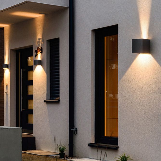 Modern Aluminum Wall Light Cube Shape 2 Lights LED Wall Washer for Outdoors