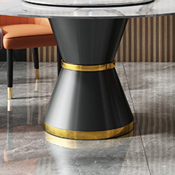 Contemporary Round Table Sintered Stone Dining Table with Metal Legs